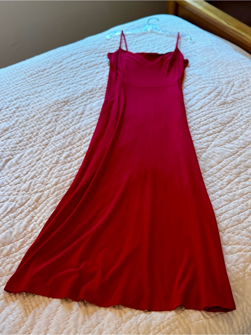 Ann Taylor Slinky Red Maxi Dress with Spaghetti Straps Size M